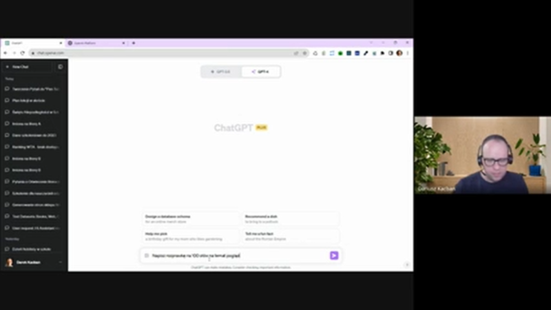 Szkolenie ChatGPT i prompt engineering dla nauczycieli. Podczas szkolenia trener Dariusz Kacban zaprezentował kilka najważniejszych technik prompt engineeringu takich jak Persona, Odwrócona konwersacja, Rozgrywka, Sekwencja, czy Szablon. Techniki prompt engineeringu stanowią przykład wykorzystania ChatGPT w tworzeniu materiałów edukacyjnych, tworzenia atrakcyjnych zajęć i zachęcenia uczniów do mądrego wykorzystania sztucznej inteligencji w nauce. Szkolenie zakończone jest wydaniem certyfikatów potwierdzających uczestnictwo w szkoleniu Prompt Engineering dla Nauczycieli